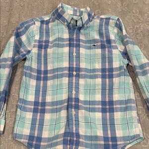 Vineyard Vines Kids Plaid Shirt - Blue and Green plaid.